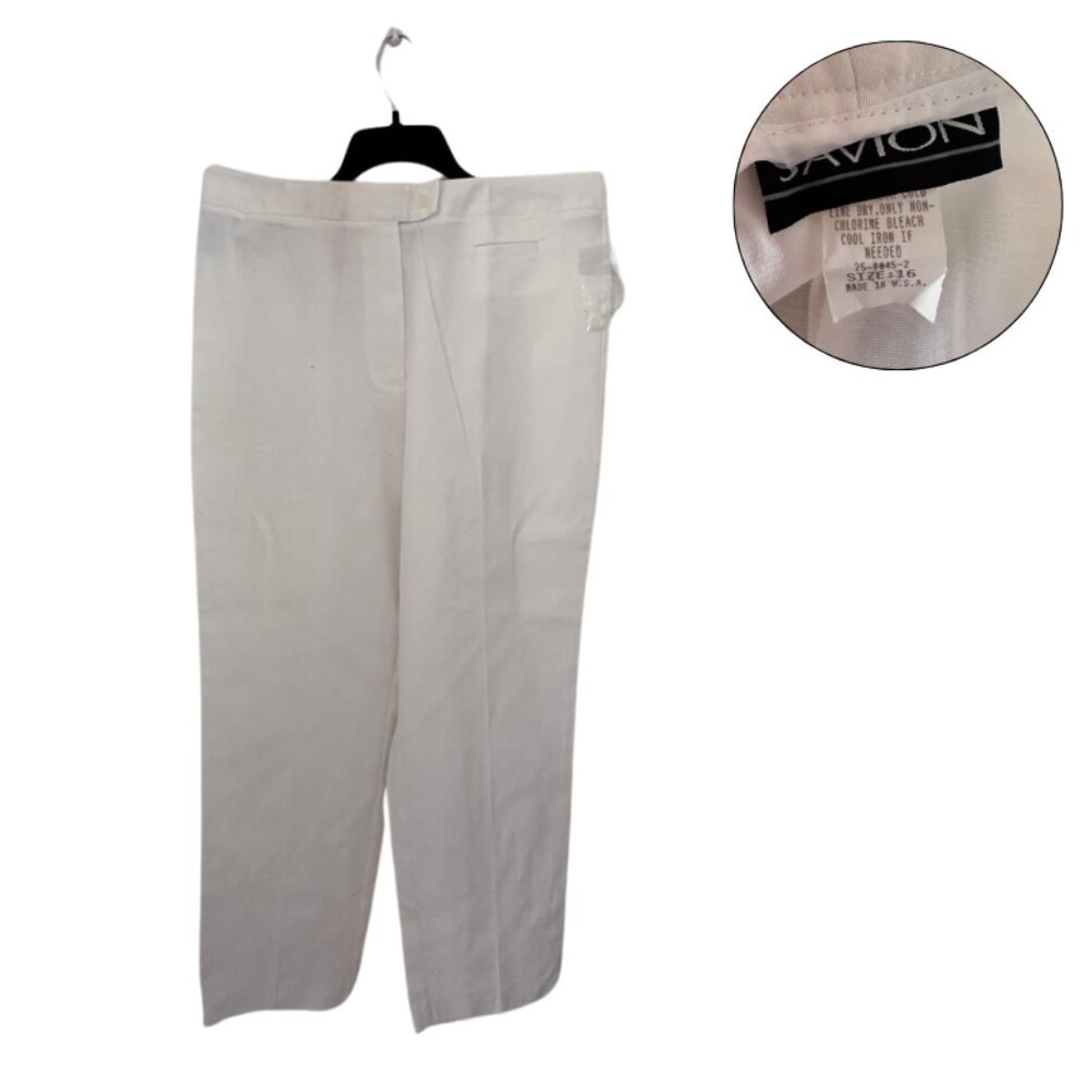 Savion White Linen Blend Pants Size 16 | Wide Leg Trousers